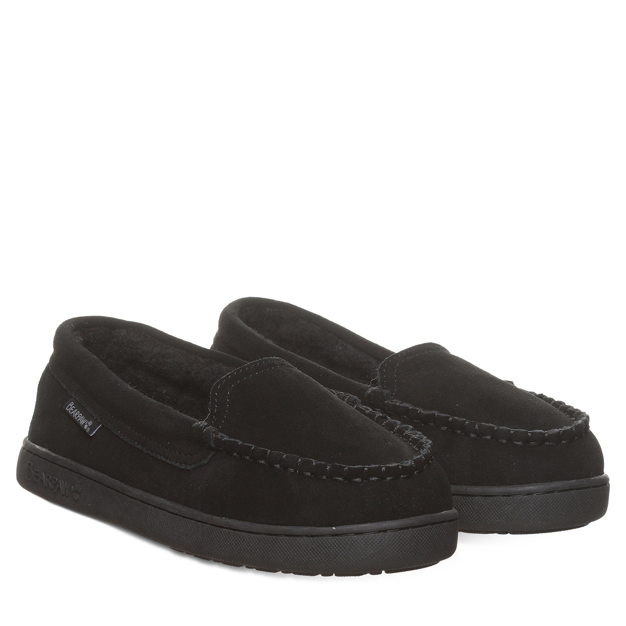 Bearpaw Angel Black Suede Slipper With Wool Blend Lining