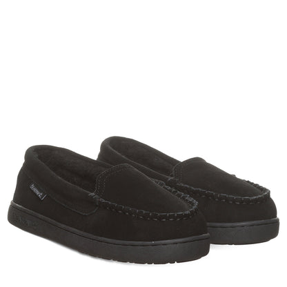 Bearpaw Angel Black Suede Slipper With Wool Blend Lining