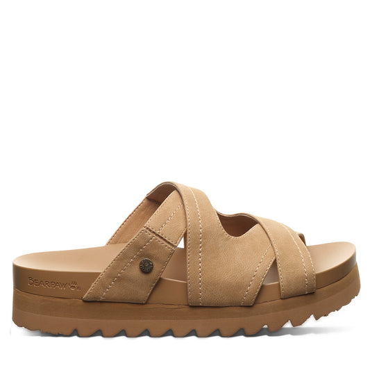 Bearpaw Crux Iced Coffee Platform Sandal With Crisscross Straps