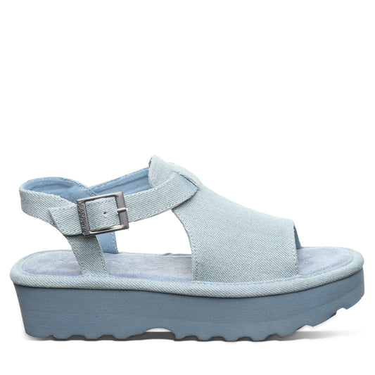 Bearpaw Ascend Denim Blue Platform Sandal With Buckle Strap