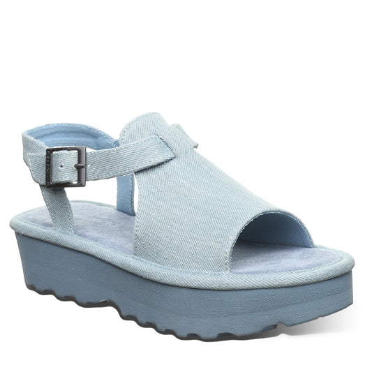 Bearpaw Ascend Denim Blue Platform Sandal With Buckle Strap
