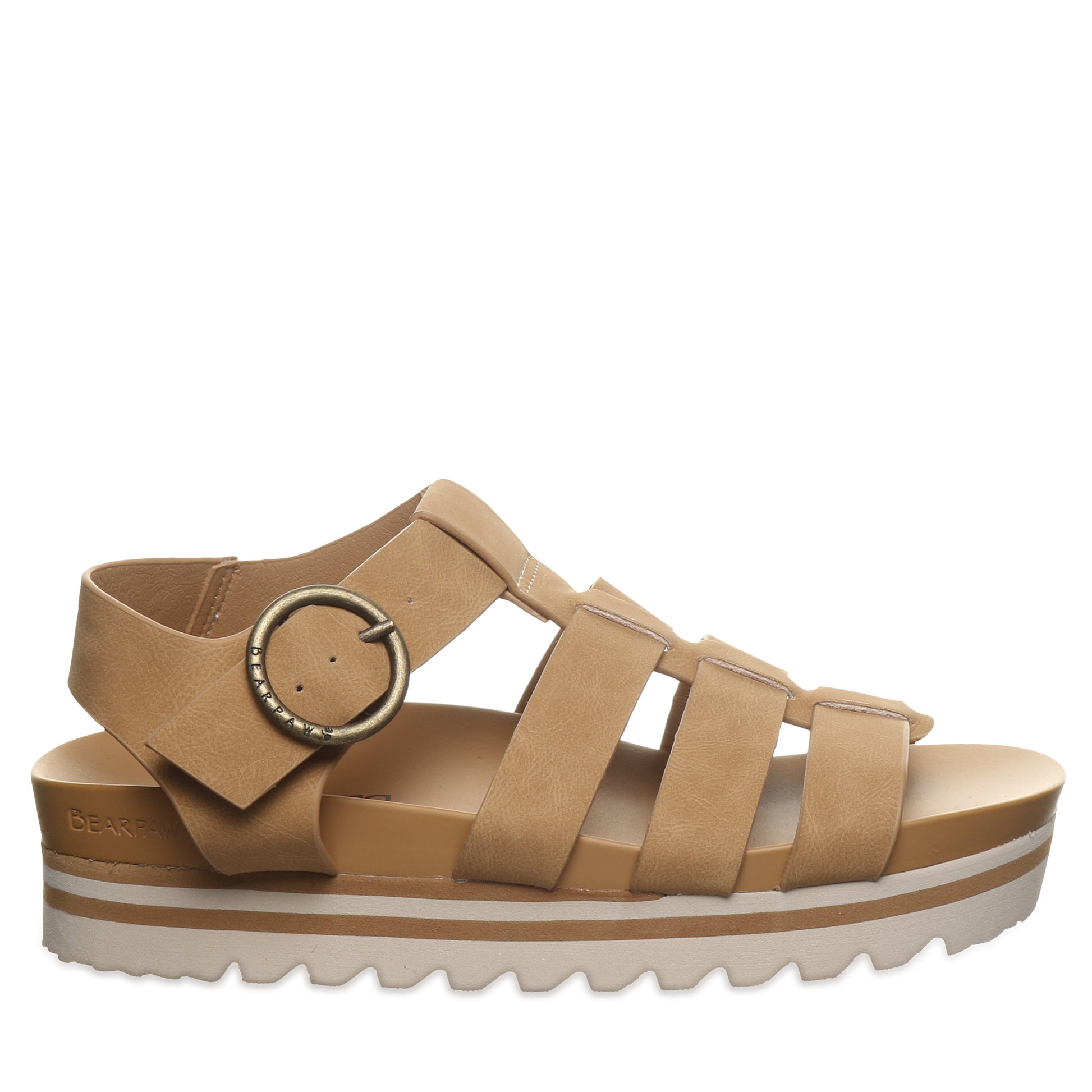 Bearpaw Aura Iced Coffee Platform Strappy Sandal With Buckle Closure