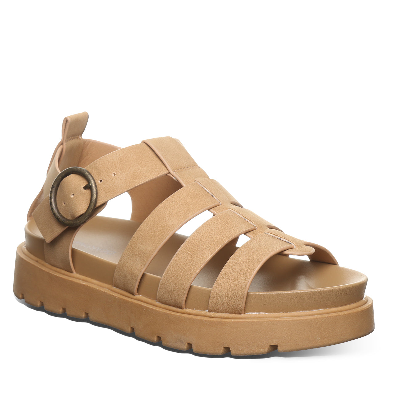Bearpaw Aura Iced Coffee Platform Strappy Sandal With Buckle Closure