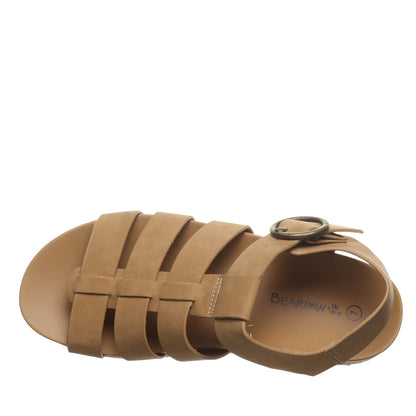 Bearpaw Aura Iced Coffee Platform Strappy Sandal With Buckle Closure