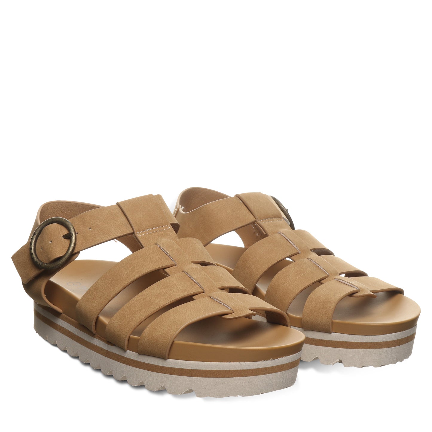 Bearpaw Aura Iced Coffee Platform Strappy Sandal With Buckle Closure